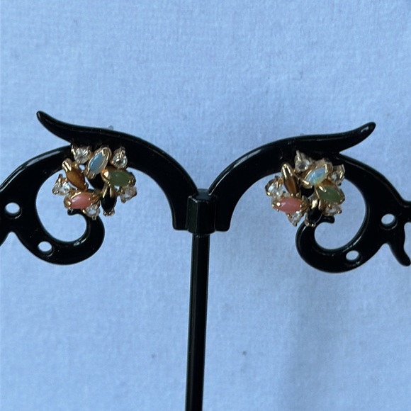 Delicate Opal, Coral, Onyx & Tiger Eye Earrings - Picture 6 of 9